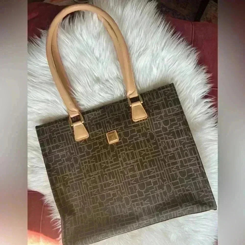 Diane Von Furstenberg Monogram Logo Tote - Brown and Camel Leather